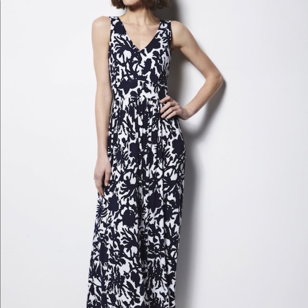 Blue and white maxi dress